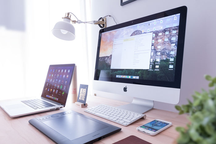 a desktop system and a laptop