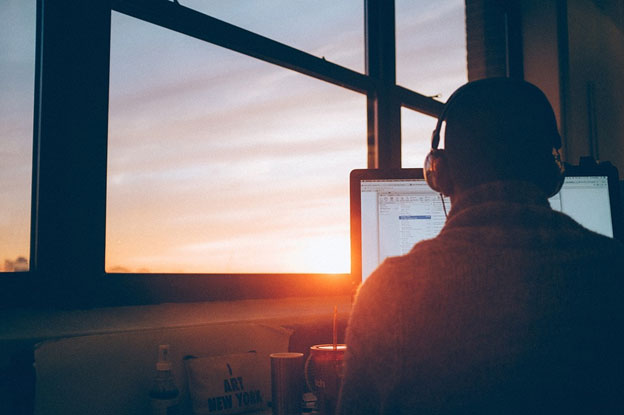 man working on a computer